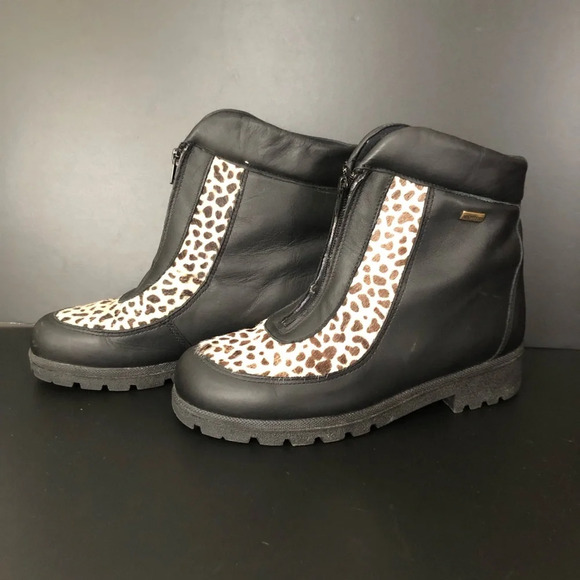 Sorel Shoes - Sorel Joan Zipper Boots Leopard Cheetah Fur Size 10 Fleece Lined Leather Outdoor